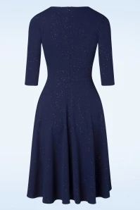 50s Gloria Glitter Swing Dress In Navy - Image 2