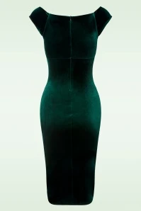 50s Lynn Velvet Pencil Dress In Bottle Green - Image 2