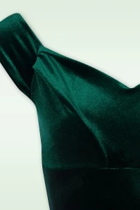 50s Lynn Velvet Pencil Dress In Bottle Green - Image 3
