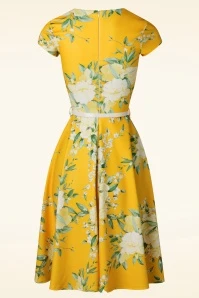 50s Carola Floral Swing Dress In Yellow - Image 2
