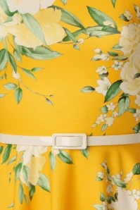 50s Carola Floral Swing Dress In Yellow - Image 3