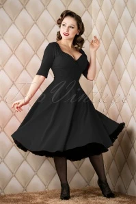 50s Trixie Doll Swing Dress In Black - Image 2