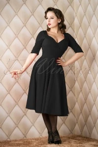 50s Trixie Doll Swing Dress In Black - Image 3