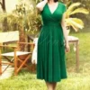 50s Layla Cross Over Dress In Green